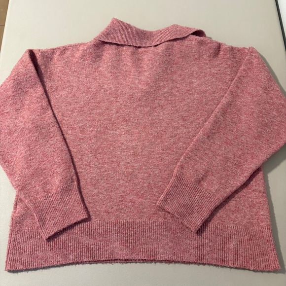Organic Rage Women's Pink Marled Knit Quarter Zip Sweater Pullover XL Comfy - Picture 2 of 10